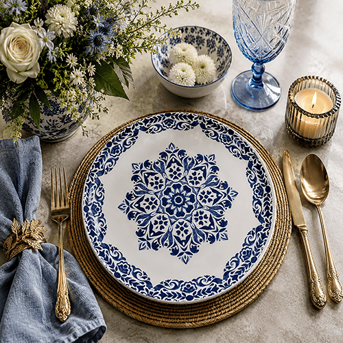 blue star fancy plates