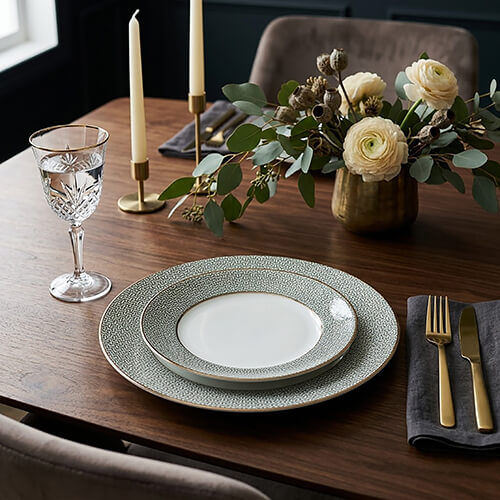 Ele Palm light bone china plates