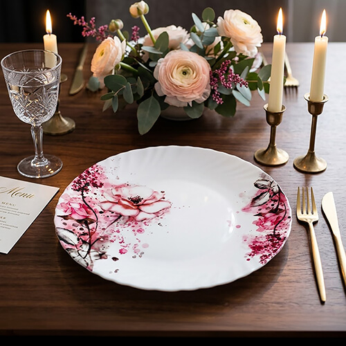 Botanical floral bone china plates