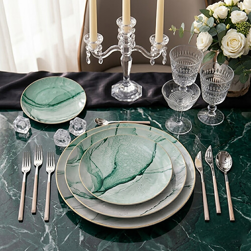 marble design fancy bone china plates