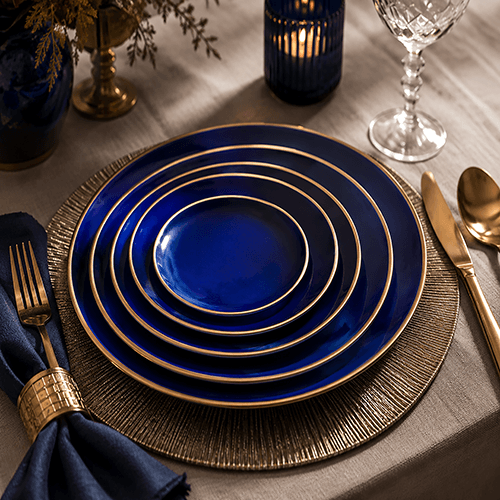 blue dining plates set of 4