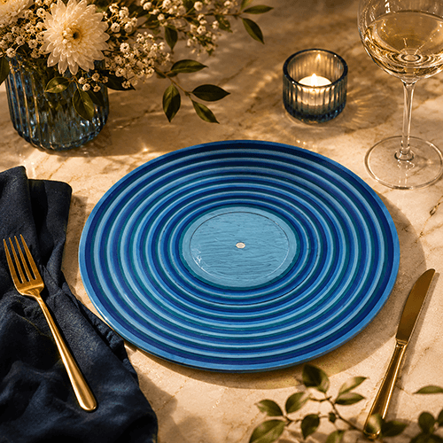 fancy blue dinner plates
